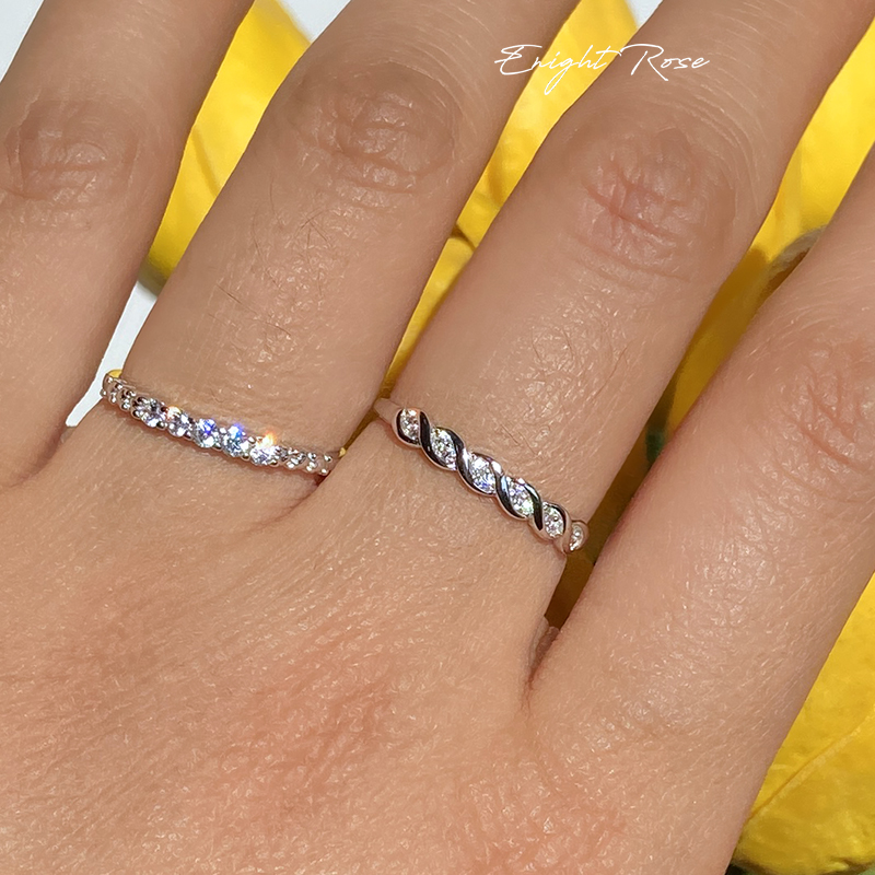 925银麻花锆石扭花戒指排钻戒指