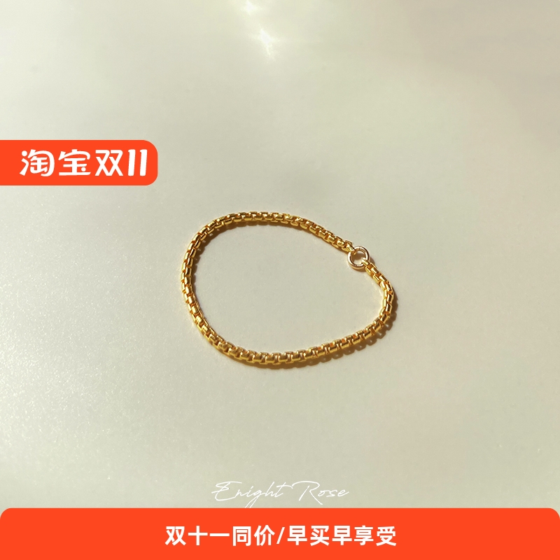 如意玫瑰/圆蛇骨软戒 14K包金细链条戒 不褪色裸链戒指气质尾戒女