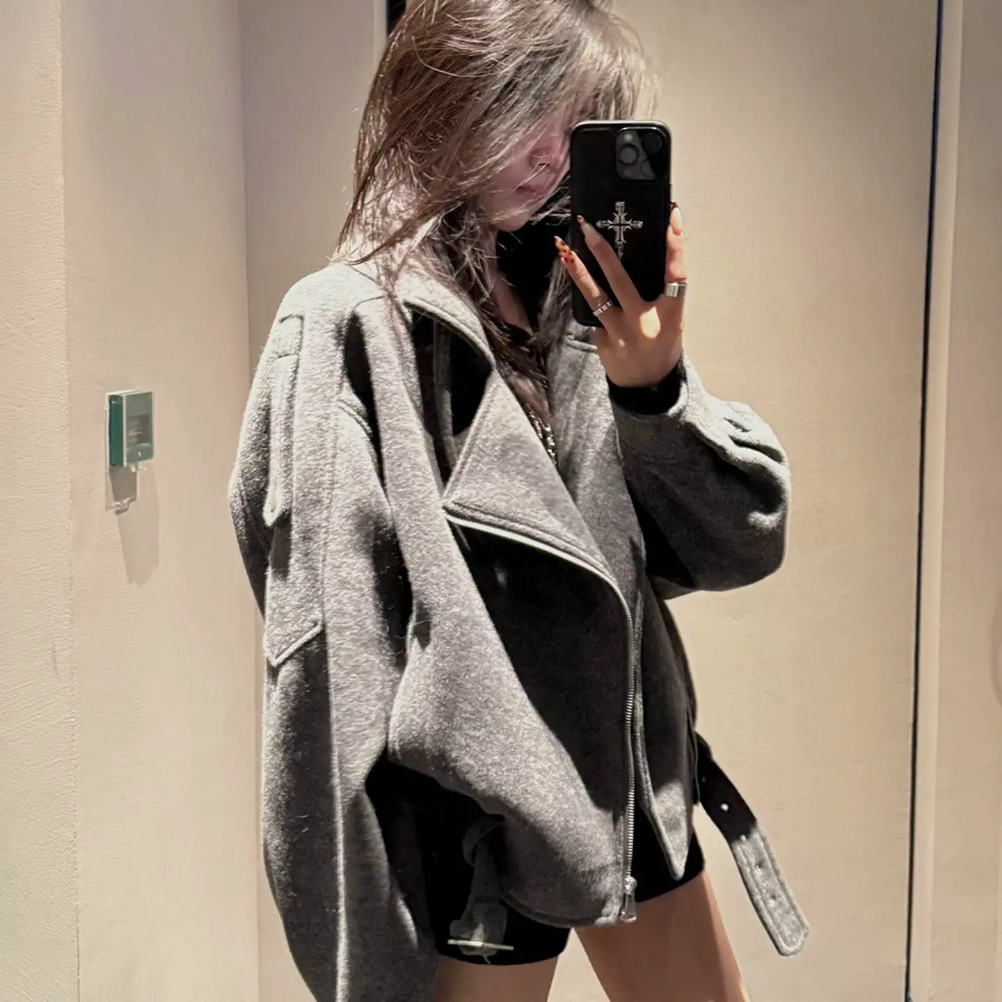 专柜正品美式复古呢子大衣女
