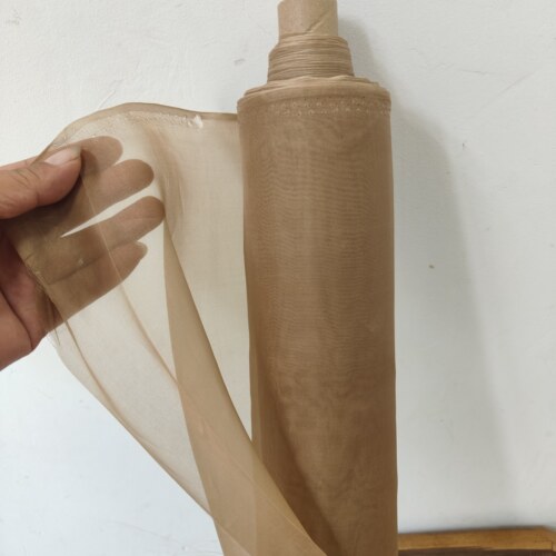 真丝绡咖啡色欧根纱100%桑蚕丝面料 宽幅140Cm挺括透视纱布料