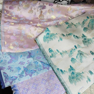 真丝宋锦刀口香云纱布头丝绸 异色萝布头 手工丝绸香云纱DIY