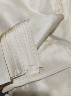 原色真丝米色柞蚕丝100%老机织电力纺 75Cm小幅宽精品丝绸面料