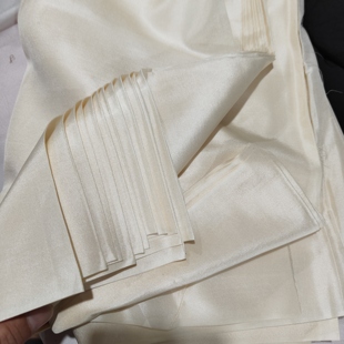 原色真丝米色柞蚕丝100%老机织电力纺 75Cm小幅宽精品丝绸面料