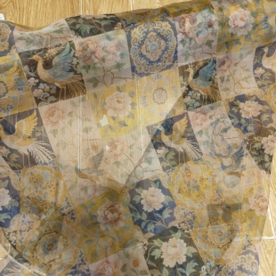 真丝欧根纱桑蚕丝面料 夏季防晒衣时装连衣裙精品印花布料