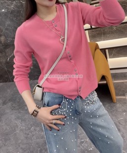 圆领设计感单排扣针织开衫 时尚 休闲舒适外套上衣 新款 欧货2025春季