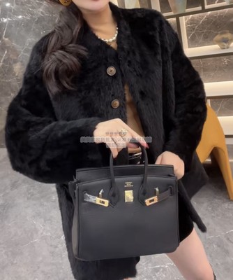 欧洲站2025冬季新款时尚高级感皮毛一体羊毛皮草进口拉贡上衣外套