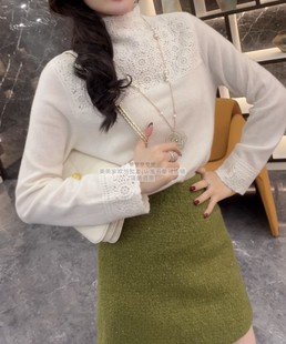 半高领钩花镂空羊毛针织衫 时尚 亲肤舒适内搭毛衣 新款 欧货2025冬季