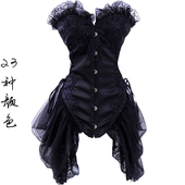 束腰带腰封束腰收腹塑身上衣女万圣节半身复古宫廷小黑裙子两件套