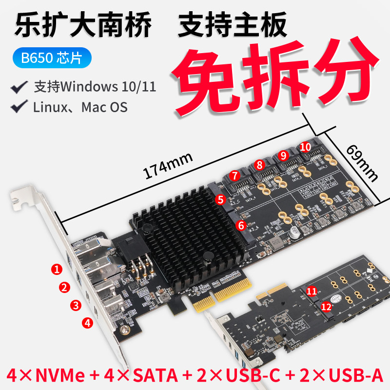 乐扩 B650大南桥卡PCIENAS网络储存