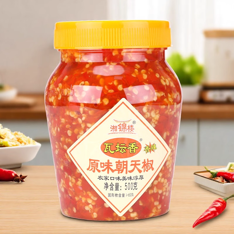 湘锦楼瓦坛香原味朝天椒500g/瓶装 湖南辣椒酱 拌饭拌面商用零售,粮油调味/速食/干货/烘焙,辣椒酱,淘宝优惠券,粉丝福利购,淘宝优惠卷