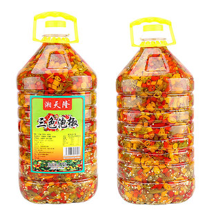 湘天隆三色泡椒10斤大桶装腌制三色椒圈圈辣椒黄贡椒朝天椒青辣椒