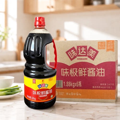 欣和味达美极鲜酱油 1.88kg*6 桶装厨房凉拌炒菜鲜调味酿造酱油