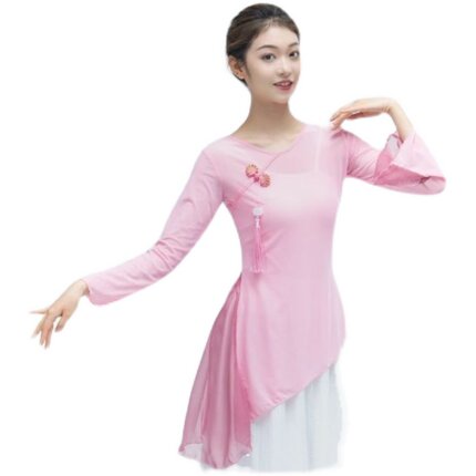 古典舞身韵纱衣练功服女夏天服装仙气表演服舞蹈上衣演出服女飘逸