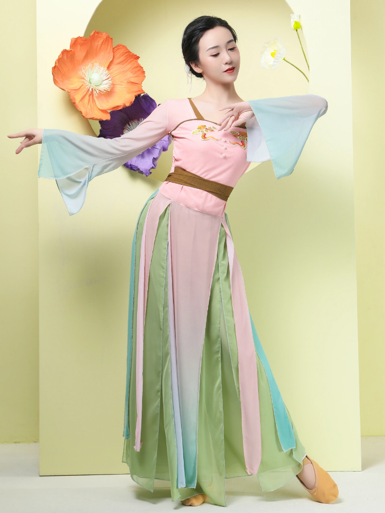 古典舞身韵纱衣女飘逸中国舞练功服汉唐敦煌舞蹈服演出服上衣套装