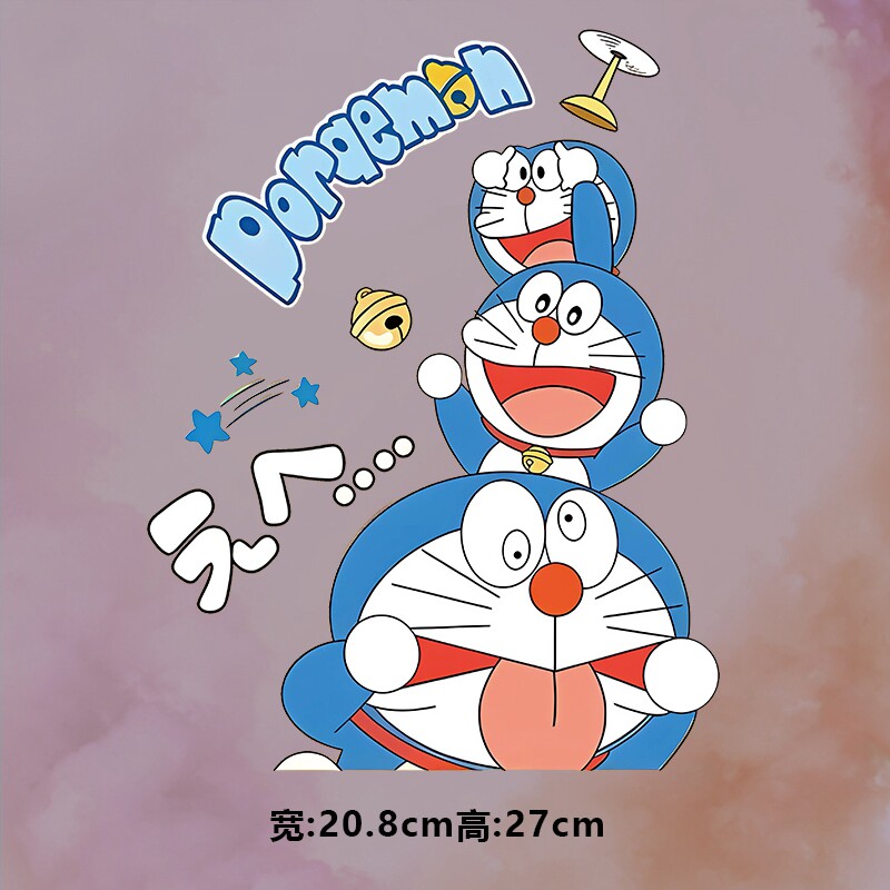 潮牌DORAEMON叮当猫图案烫画贴时尚印花衣服贴热转印白墨贴纸图片