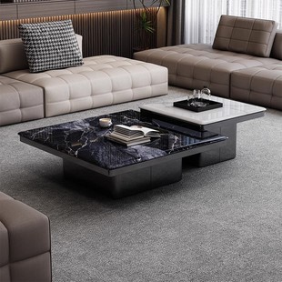 意式 极简超晶石茶几客厅家用小户型大理石现代简约微晶石茶几组合