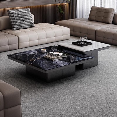 意式极简超晶石茶几客厅家用小户型大理石现代简约微晶石茶几组合