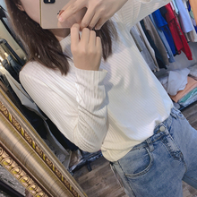 2019早秋 百搭打底衫 小酷家T恤女纯色长袖 竖条纹内搭宽松显瘦韩版