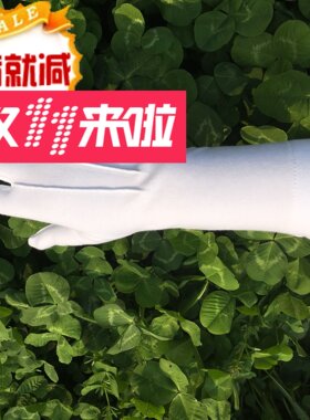 细纱棉礼仪三筋魔术贴白手套 阅兵仪仗队礼仪礼宾白色加长款手套