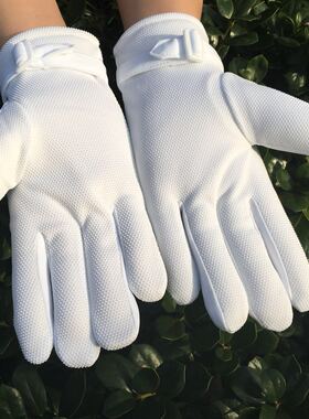 黑白色绒棉防滑防护手套 冬季加厚执勤安检手套 防寒作业户外通用