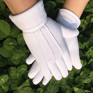 冬季背三筋加绒加厚白手套礼仪阅兵舞蹈表演执勤站岗保暖防寒男女