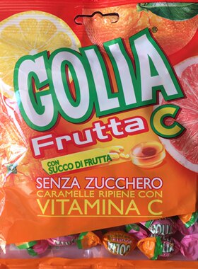 意大利进口零食GOLIA 水果味 维他命C 硬糖 无糖糖果 果糖
