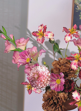 摩卡慕斯美拉德反应色彩焦糖咖色颜色的仿真花叶子复古故宫假花