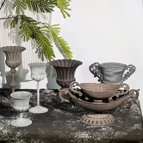 做旧金属餐桌宴会展厅花器摆件