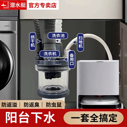 潜水艇洗衣机家用下水管三通