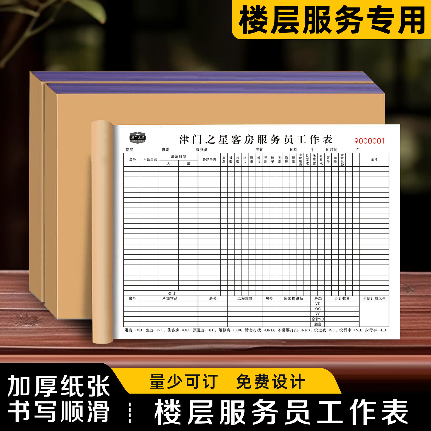 【楼层服务员工作表】酒店客房检查表宾馆房间清洁消毒服务日报表