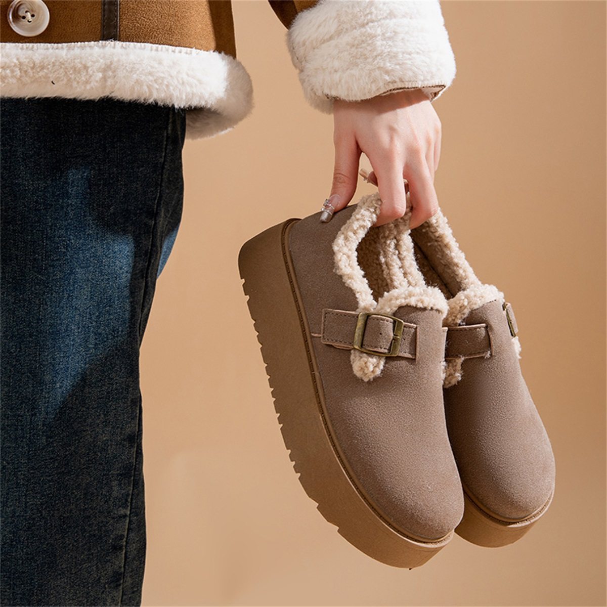 人本加绒勃肯鞋厚底增高冬季棉鞋女鞋时尚ins百搭复古休闲鞋保暖,女鞋,棉鞋,淘宝优惠券,粉丝福利购,淘宝优惠卷