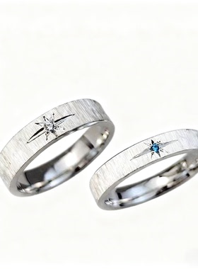 拉丝六芒星戒指足银999