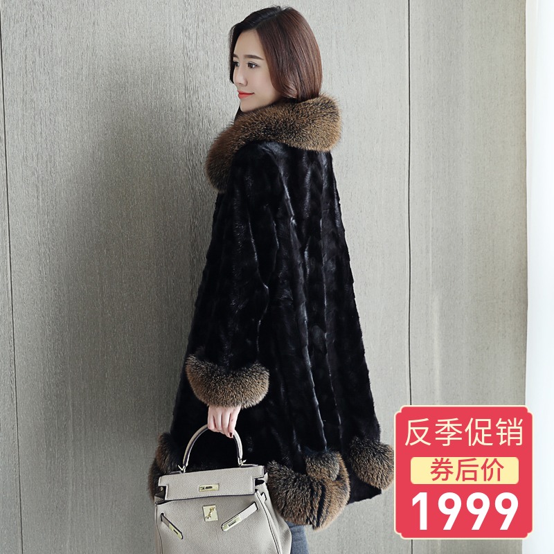 水貂皮大衣女皮草外套狐狸毛领2018冬季新款中长款海宁裘皮块拼貂在类目 女装/女士精品, 皮草中 - 来自Buy2taobao.com提供专业的淘宝代购服务