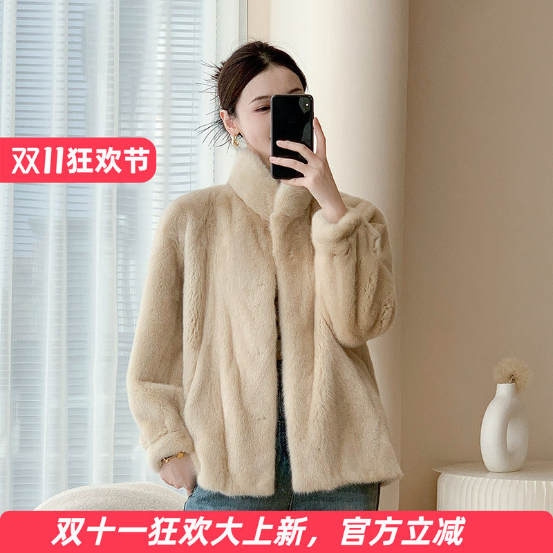 水貂皮大衣女整貂皮草外套短款貂毛2026冬新款时尚立领年轻款
