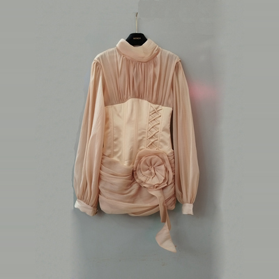 越南小众立体花朵鱼骨束腰短裙