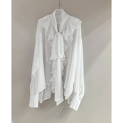 法式小众设计感复古宽松雪纺衬衣