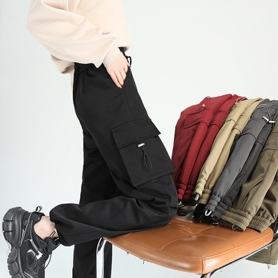 工装羽绒裤女外穿2025冬季新款高腰加绒加厚东北防风防寒保暖棉裤