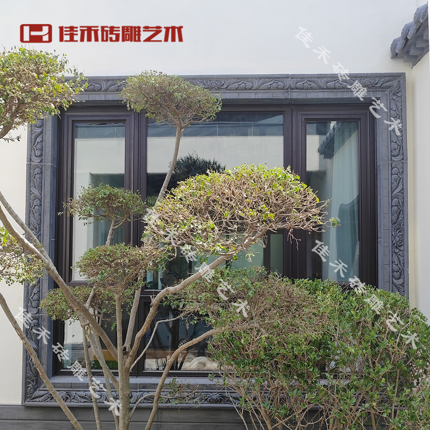 中式仿古砖雕窗套线门套线牡丹线
