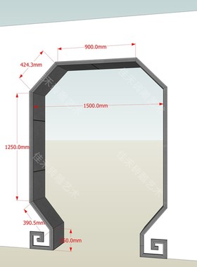 苏式仿古青砖月洞门砖雕中式砖细八边形门套宫门砖细套线异形门