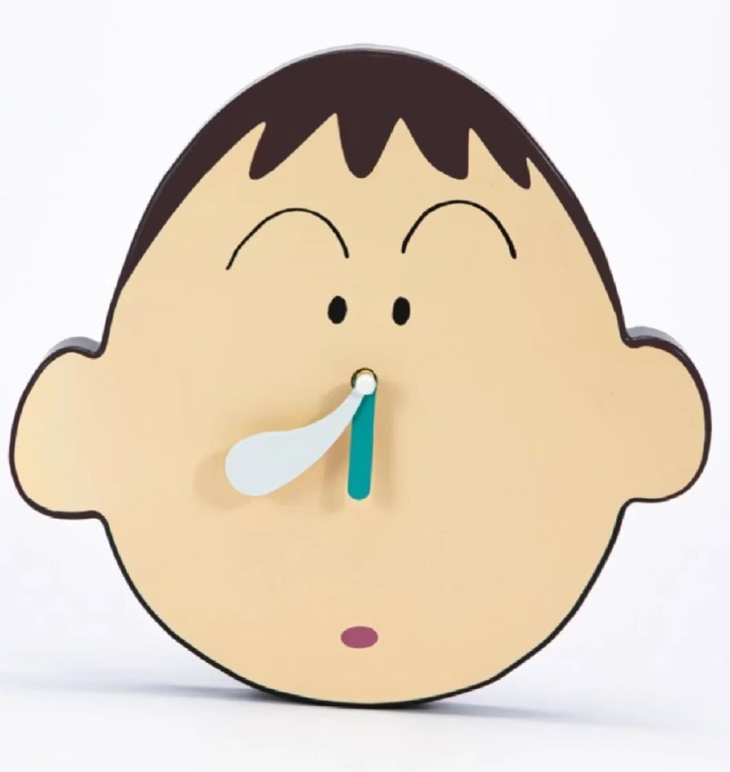 蜡笔小新流鼻涕的阿呆时钟桌面摆件时钟二合一壁挂钟原盒