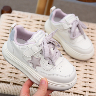 女童板鞋儿童小白鞋时尚百搭软底童鞋2026春秋新款休闲魔术贴鞋子