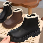 女童加绒小皮靴可爱儿童公主靴2025秋冬新款 棉靴女孩短靴保暖靴子