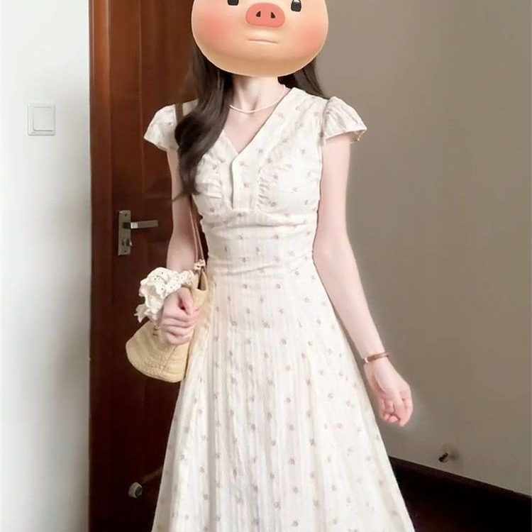 2025温柔碎花夏季衬衫连衣裙新款法式收腰气质甜美显瘦中长款裙子