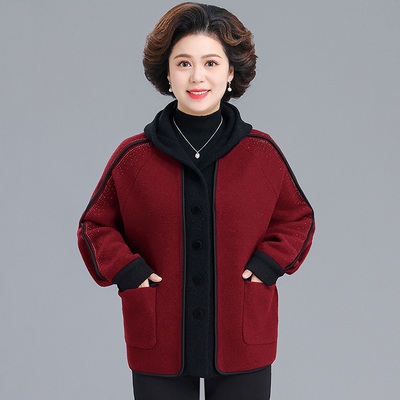 妈妈秋冬羊毛外套时尚短款风衣中老年女士冬装2025新款毛呢大衣