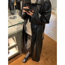 宽松纯色夹棉pu皮大衣冬季 韩国小众设计师皮衣长款 外套女2025新款