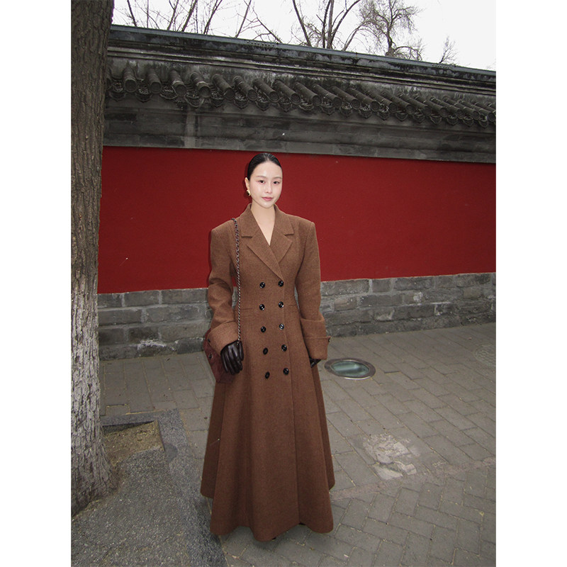 WEINISIAN朱小姐复古毛呢长款外套女冬收腰显瘦气质大衣2025新款,女装/女士精品,毛呢外套,淘宝优惠券,粉丝福利购,淘宝优惠卷