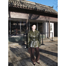 WEINISIAN朱小姐重工定制皮衣外套女冬季 夹棉收腰上衣2025新款