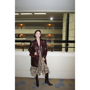 WEINISIAN朱小姐小众设计复古皮衣秋冬新款 高级感宽松皮外套女