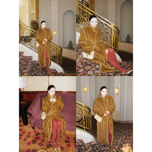 WEINISIAN朱小姐中古毛毛外套法式复古长款宽松环保皮草女冬新款