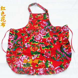 年会演出 农家乐饭店女士新年装 印花棉布成人家居围裙头巾套袖 套装